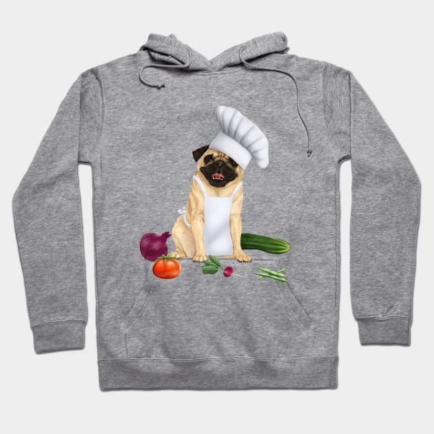 Chef pug Hoodie by Mehu Art